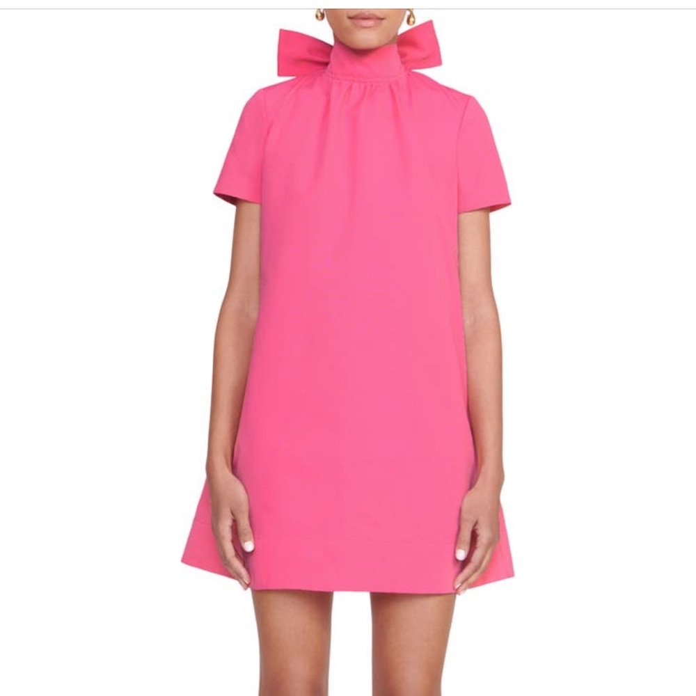 Staud Ilana short sleeve mini dress coral pink